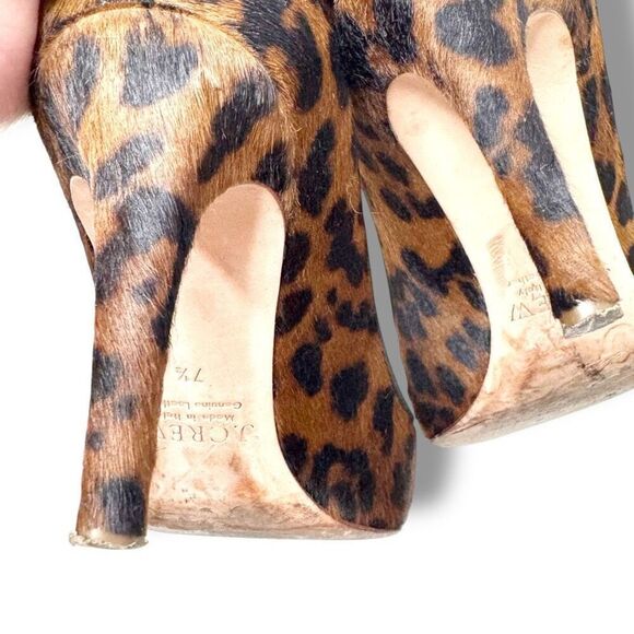 J. Crew Collection Ponyhair Hazelnut Leopard Elsie Heels Pumps Size 7.5 Italy - Picture 12 of 14